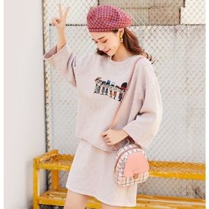 Ladies Check Lock Small Backpack One Shoulder Diagonal Handbag Coin Purse